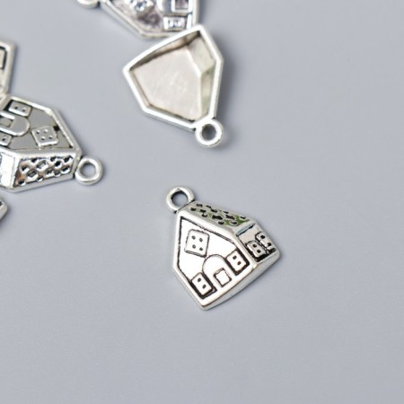 Decor for creativity Metal "Hut" silver 412M011 set 12 pcs 1.7x1.3 cm