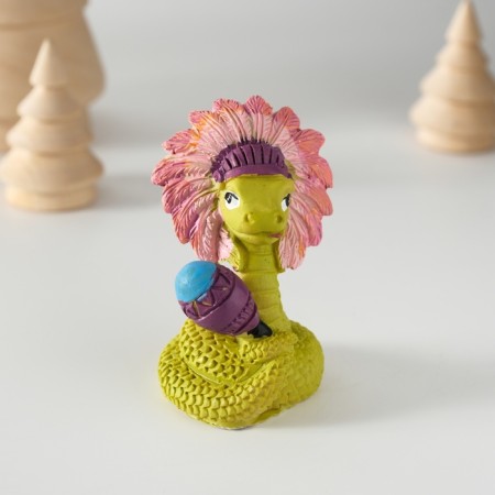 Souvenir Polystone "Snake-Indian with Marakas" 4.6x6 cm