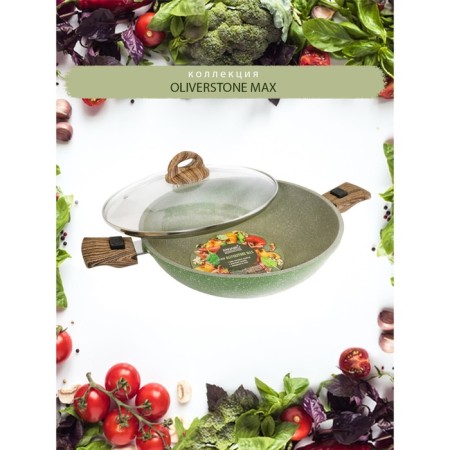 Steak of Wok Panairo Oliverstone Max, removable handles Soft-Touch, with a lid, d = 28 cm-1