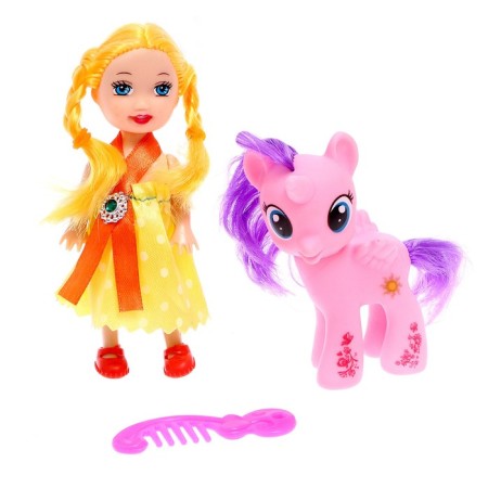 Baby doll "Anechka" with ponies and accessories, mix-5