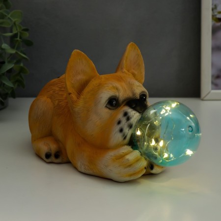 Souvenir Polystone Light "Bulldog and soap bubble" from the solar battery 12x11.5x26 cm-5