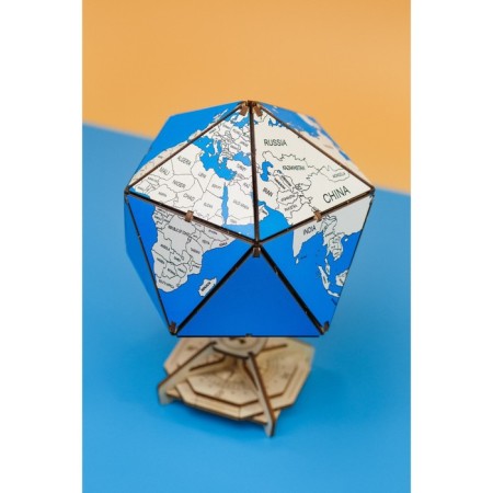 Designer Wooden 3D Ewa Globe Icosahedron with a secret (box, safe) blue-18
