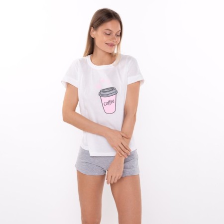 Home female "Coffee" (T -shirt/shorts), white/gray color, size 50-1
