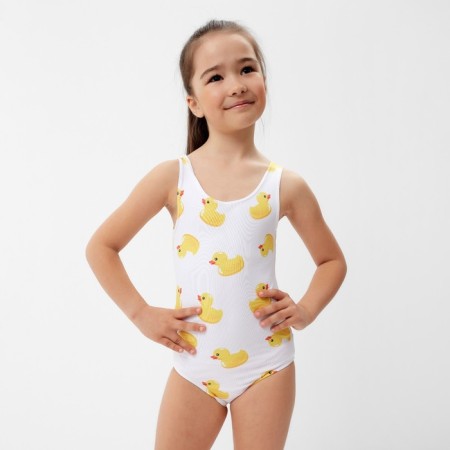 Baby swimsuit KAFTAN "Ducks", height 122-128 cm, white