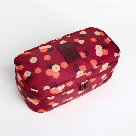 Cosmetic bag with lightning, burgundy color
