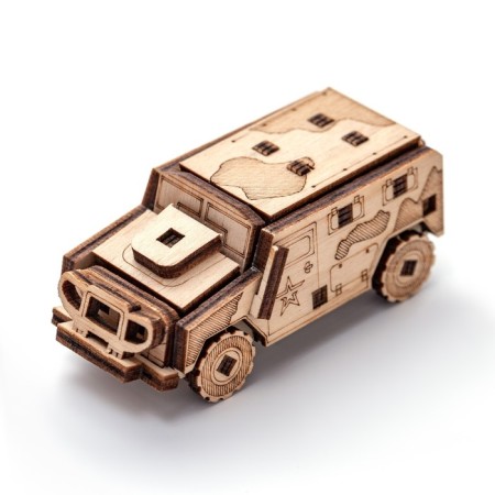 Wooden designer, prefabricated model "armored vehicle"-6