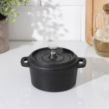 Cast iron pan Volcano, 13 × 10 × 6 cm, for serving, black color