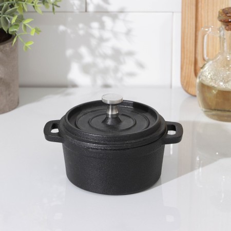 Cast iron pan Volcano, 13 × 10 × 6 cm, for serving, black color