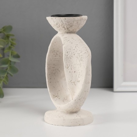 Gypsum candlestick, metal on 1 candle "Abstraction. Ribbon" d = 3.8 cm 7.5x10x16.5 cm-2