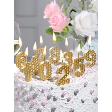 Candle in the cake on the skewer "Sot", the number 9, 7 cm, gold-4