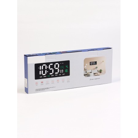 Electronic wall clock, thermometer calendar, 36.2 x 15.5 cm, red numbers 10 x 4.5 cm 1076627-9