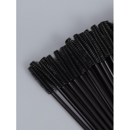 Brushes for eyebrows and eyelashes, silicone, set - 50 pcs, 10.5 cm, black color-2