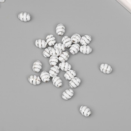 Beads for creativity plastic "Spiral" white-silver set 20 g 1.2x0.9x0.9 cm-1
