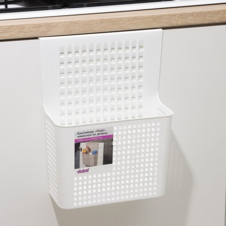 Basket for storage mounted on the door "Loft", 24.5 × 9.5 × 31.5 cm, white color-2