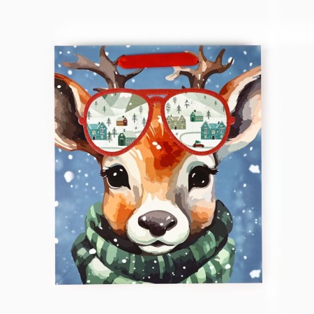 Package Gift New Year's laminated "deer", m 30 x 26 x 9 cm, new year-4