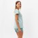 Women's set (T -shirt/shorts), olive strip color, size 50