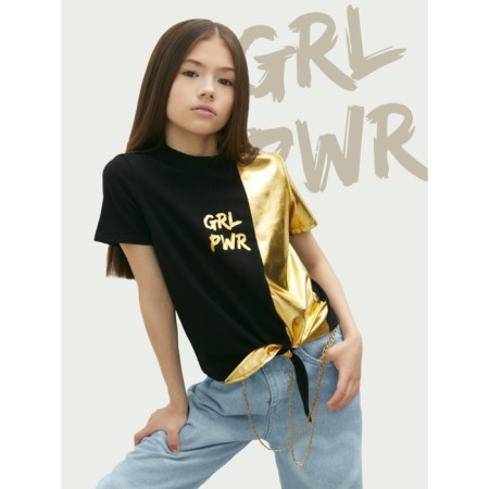 T -shirt Children's Amarobaby Gloss, height 128 cm, black/gold color
