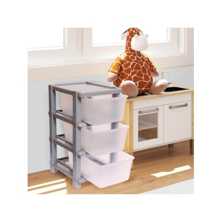 The chest of drawers is 3-section, transparent boxes, color gray color-4