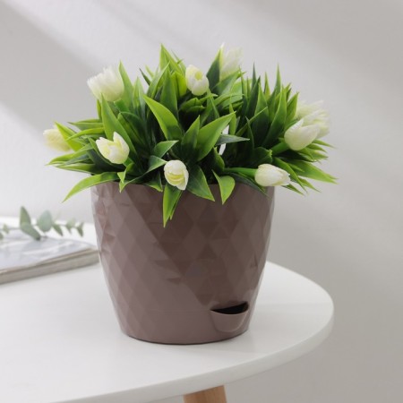 Pot for flowers with basal watering "Rumba", 1 l, brown color