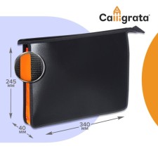 Plastic folder A4, 340 x 245 x 40 mm, lightning from above, plastic, calligrata top, black/orange