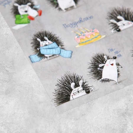 Paper stickers "Hedgehogs", with coloring on the back, 11 × 15.5 cm-1