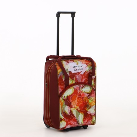 Small 37 l (s) suitcase with a Sacvoyage bag, lightning department, external pocket, extension, burgundy color-2