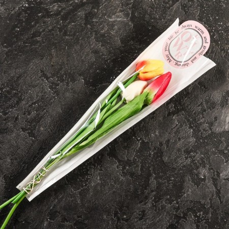 Package-cone for flowers, "flowers", white, 12.5x4x40 cm-1