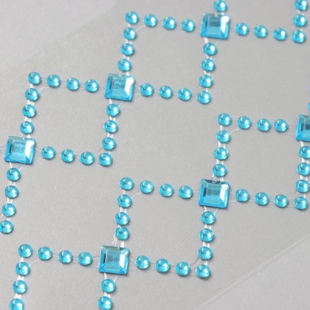 Sticker of rhinestone plastic "Pattering from a rhombus" Blue 35x8 cm-2