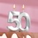 Candle in the cake jubilee "line", number 50, silver metallic, 6.5 cm