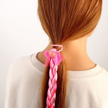 Glass braid, 42 cm, pink color-2