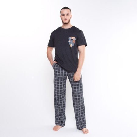 Homemade male set (T -shirt/pants) "Friendly Family", color Anthracite, size 58