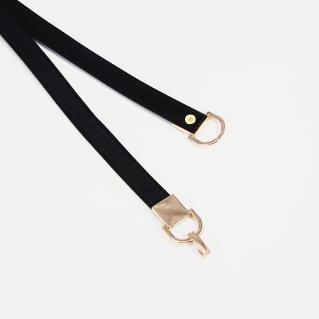 Women's belt, width 1 cm, metal buckle, black color-1