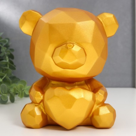 Piggy bank Plastic "Bear with Heart" gold 14.5x14x17 cm