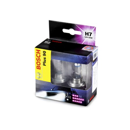 Bosch Plus 90, H7, 12 V lamp, 55 watts, 2 pcs (dp/double box), 1987301075