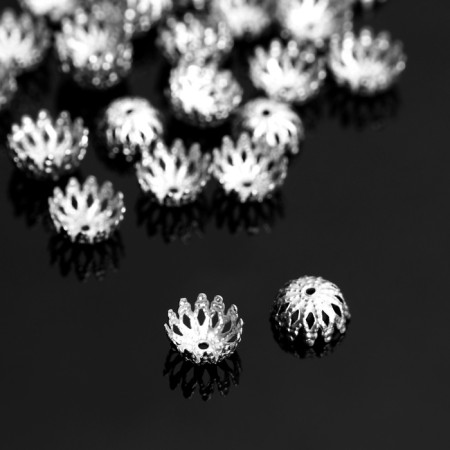 Hats for beads (set 50 pcs.) SM-011, 5.6x9.5 mm, color silver color-1