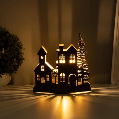 Lamp "Evening City" Led 3haa Black 10.8x19.5x20cm-2