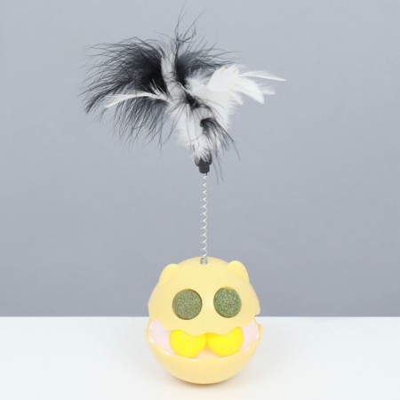 Nevali toy with cat mint and feather, 9.5 cm, yellow-1