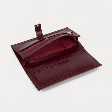 Women's wallet on the button, burgundy color-2