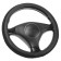 Torso steering wheel, leather Pu, fabric insert with a pattern, size 38 cm, black