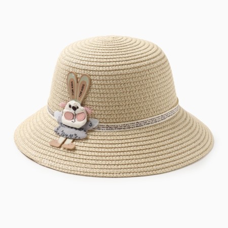 Hat for the girl Minaku "Bunny", Milk color, Rr. 52-5