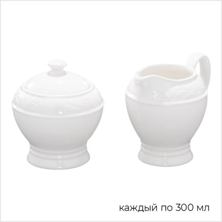 Serving set Magistro Crotone, 2 items: milkman 300 ml, sugar tower 300 ml, white color-2