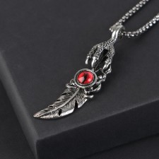 Pompeii pendant pendant, red color in black silver, 70 cm