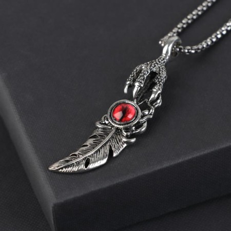 Pompeii pendant pendant, red color in black silver, 70 cm