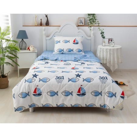 Children's set with a blanket "Sea", size 160x220 cm, 160x230 cm, 50x70 cm