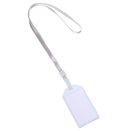 Badge vertical 54 x 85 mm, erichkrause transparent case, textile tape, mix color-4