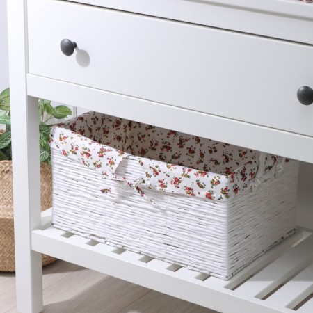 Basket for storage laid handmade Daulin "Flowerers", 42 × 28 × 19 cm, white color-4
