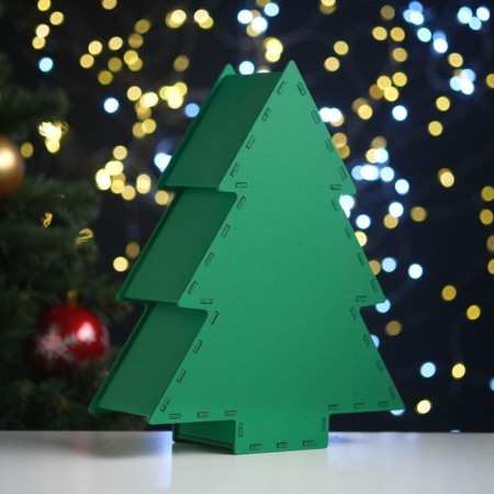 New Year. Gift packaging "Christmas tree" (24.5*8.5*29.5) MDF 3mm, painted, green-1