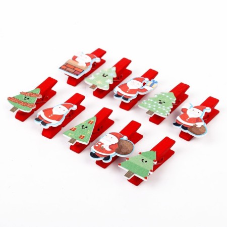 Set of decorative clothespins "Santa Claus and Christmas trees" set 10 pcs.-4