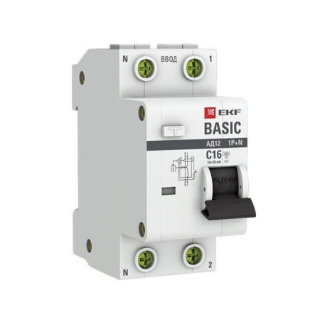Automatic circuit breaker EKF DA12-16-30-BAS 1P, 16A, 4.5ka