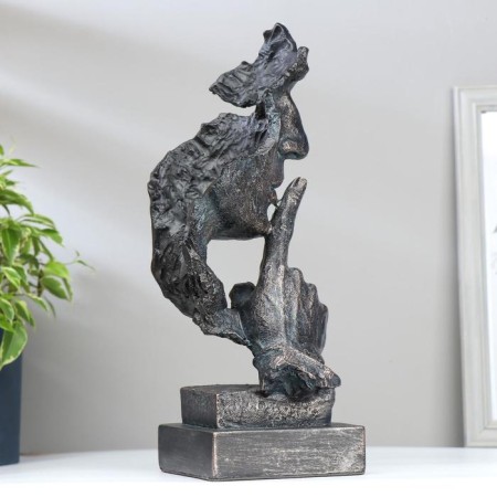 Souvenir Polystone "Male Face - Silence" Blaged Copper 34x12x11 cm-1